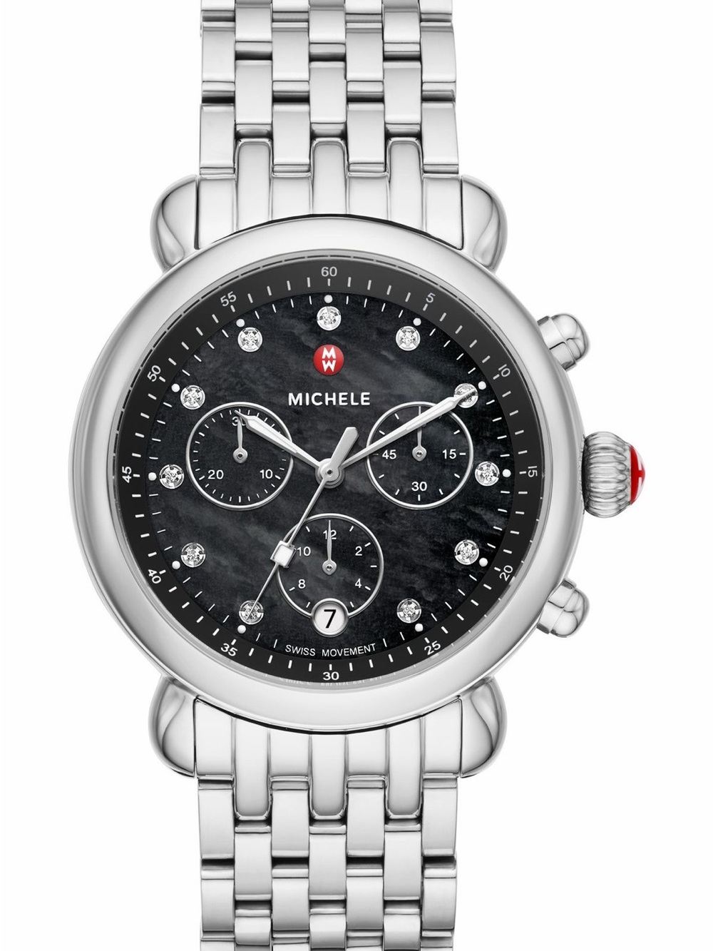 Michele CSX Chronograph Watch with Black Mother-of-Pearl Dial